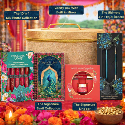 Parul Garg Beauty Bridal Vanity Makeup Kit, 10 Mini Lipsticks, Kajal, Sindoor & 950+ Bindi Book