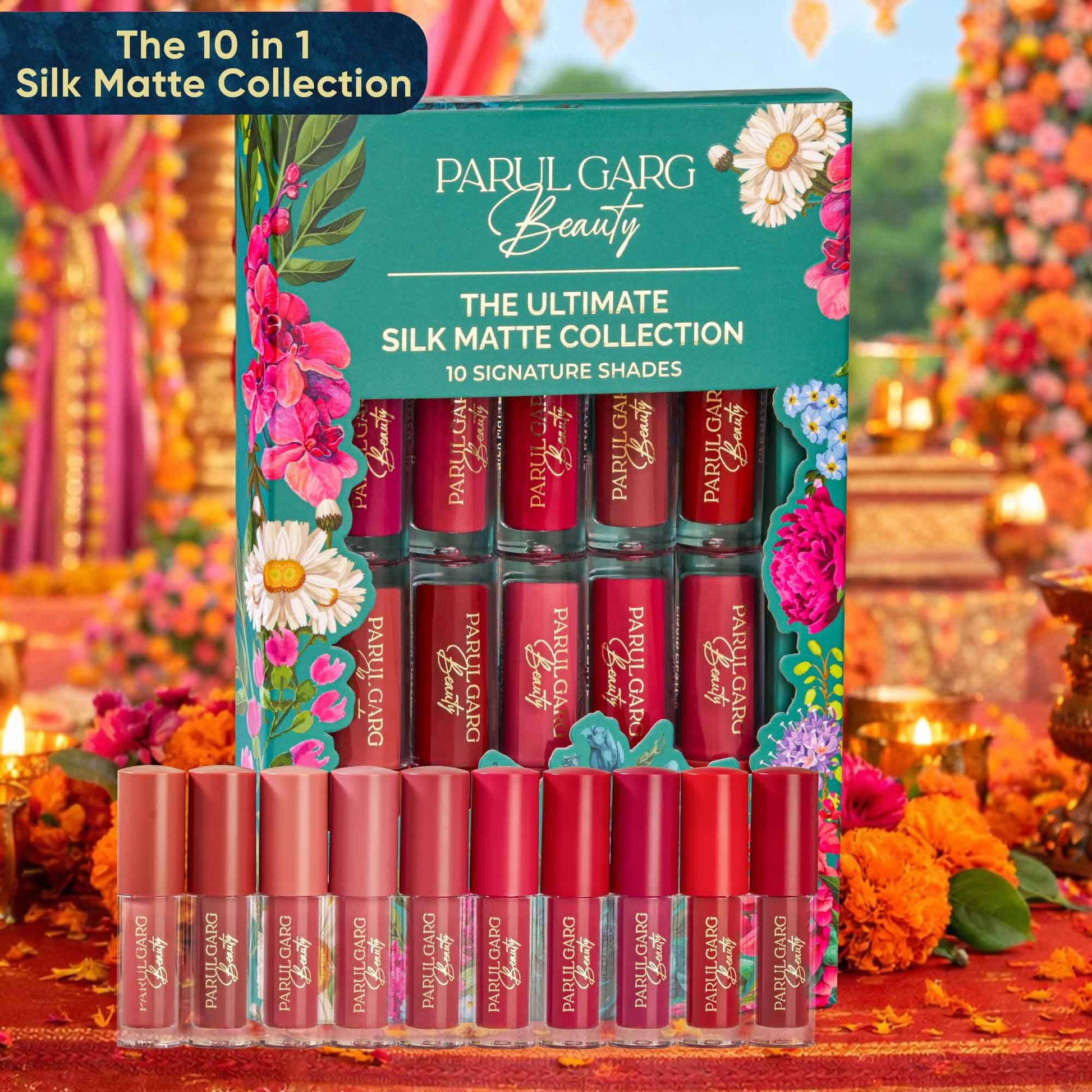 Parul Garg Beauty Bridal Vanity Makeup Kit, 10 Mini Lipsticks, Kajal, Sindoor & 950+ Bindi Book