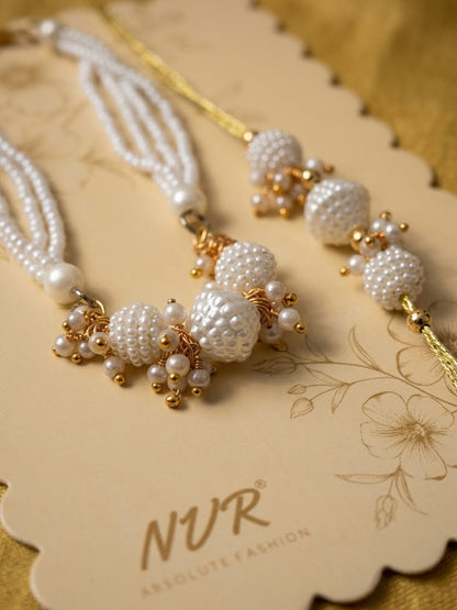 Anouk Set Of 2 Gold Toned & White Pearls Bhaiya Bhabhi Rakhi