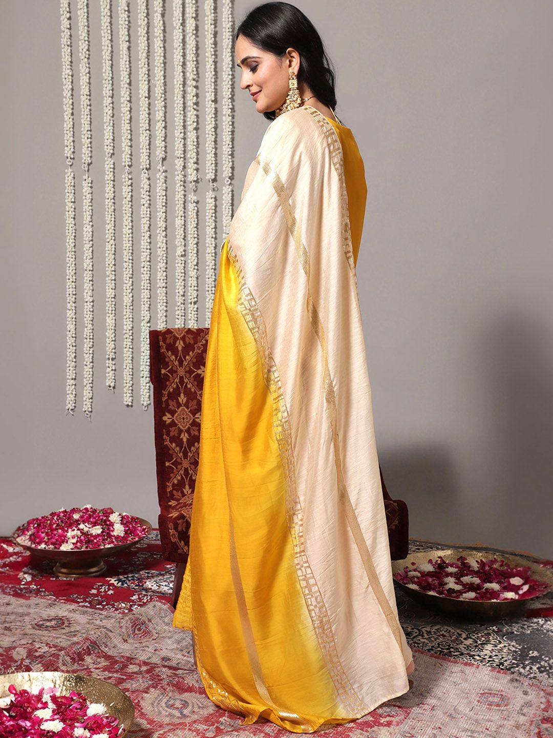 Indyancart VA Women'sEthnic Motifs Embroidered Sequinned Detail Straight Kurta & Sharara With Dupatta