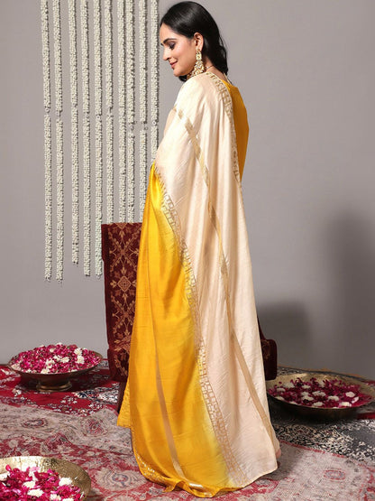 Indyancart VA Women'sEthnic Motifs Embroidered Sequinned Detail Straight Kurta & Sharara With Dupatta