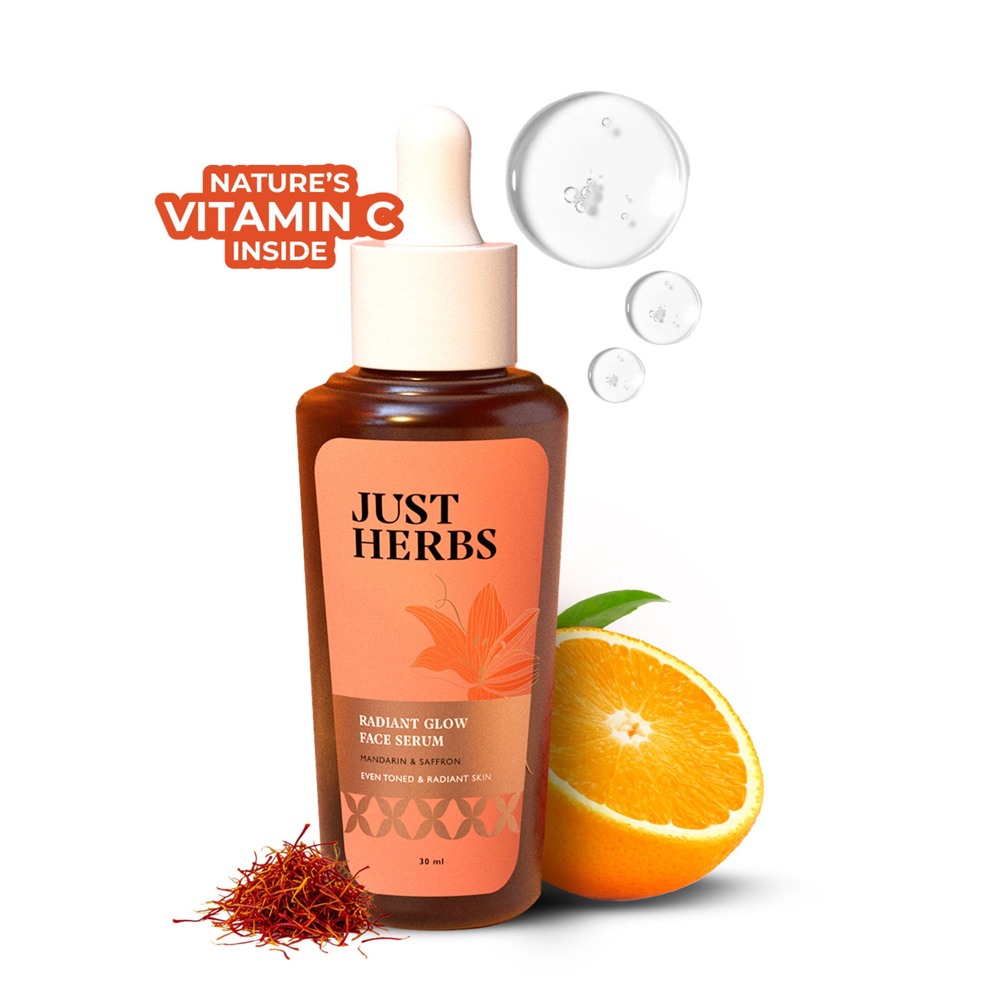 Just Herbs Radiant Glow Face Serum - Mandarin and Saffron