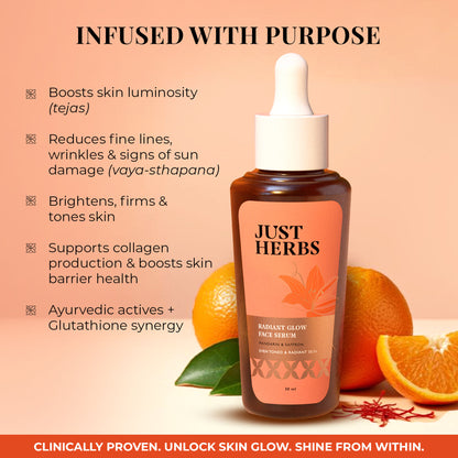 Just Herbs Radiant Glow Face Serum - Mandarin and Saffron