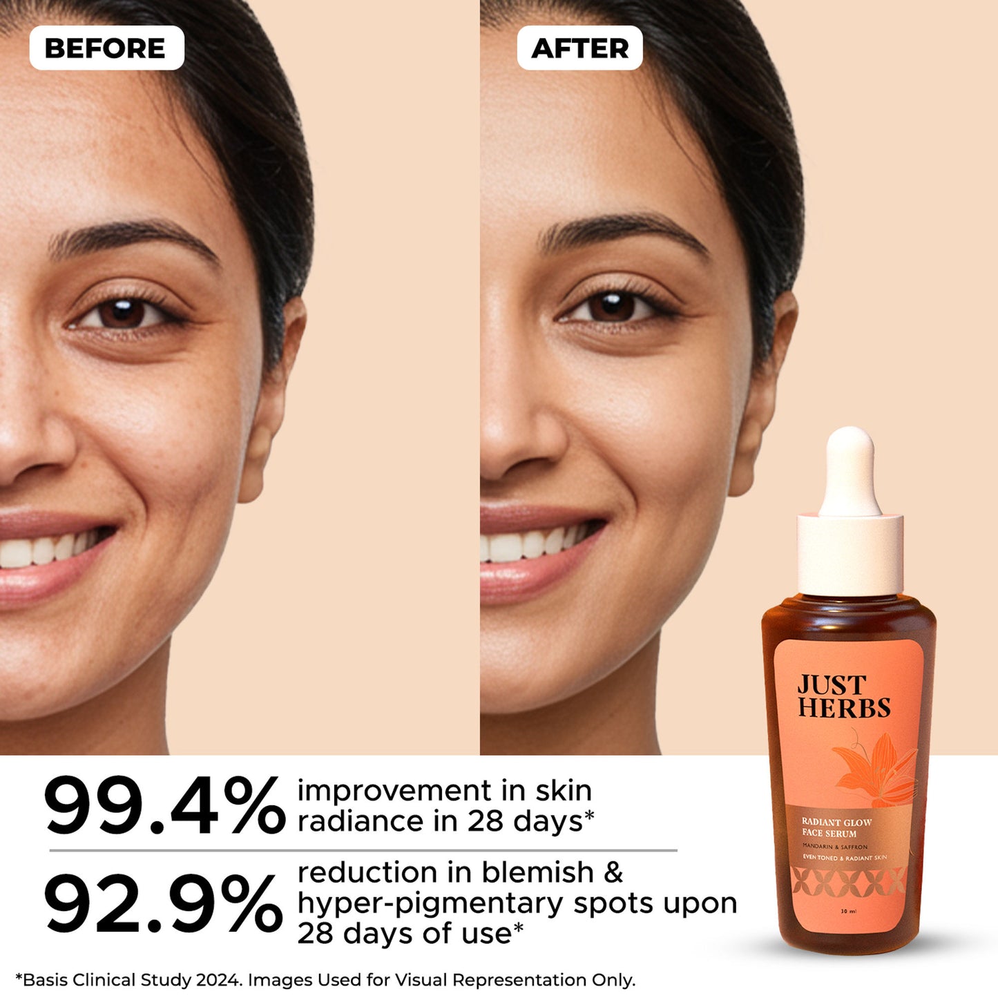 Just Herbs Radiant Glow Face Serum - Mandarin and Saffron