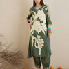 Dhiyona IE Green Floral Printed Sequinned V-Neck Straight Kurta With Salwar