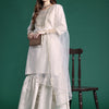 Indyancart IE Ethnic Motifs Embroidered Gotta Patti Liva Kurta With Sharara & Dupatta