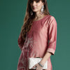 Indyancart IE Floral Embroidered Thread Work Kurta with Trousers