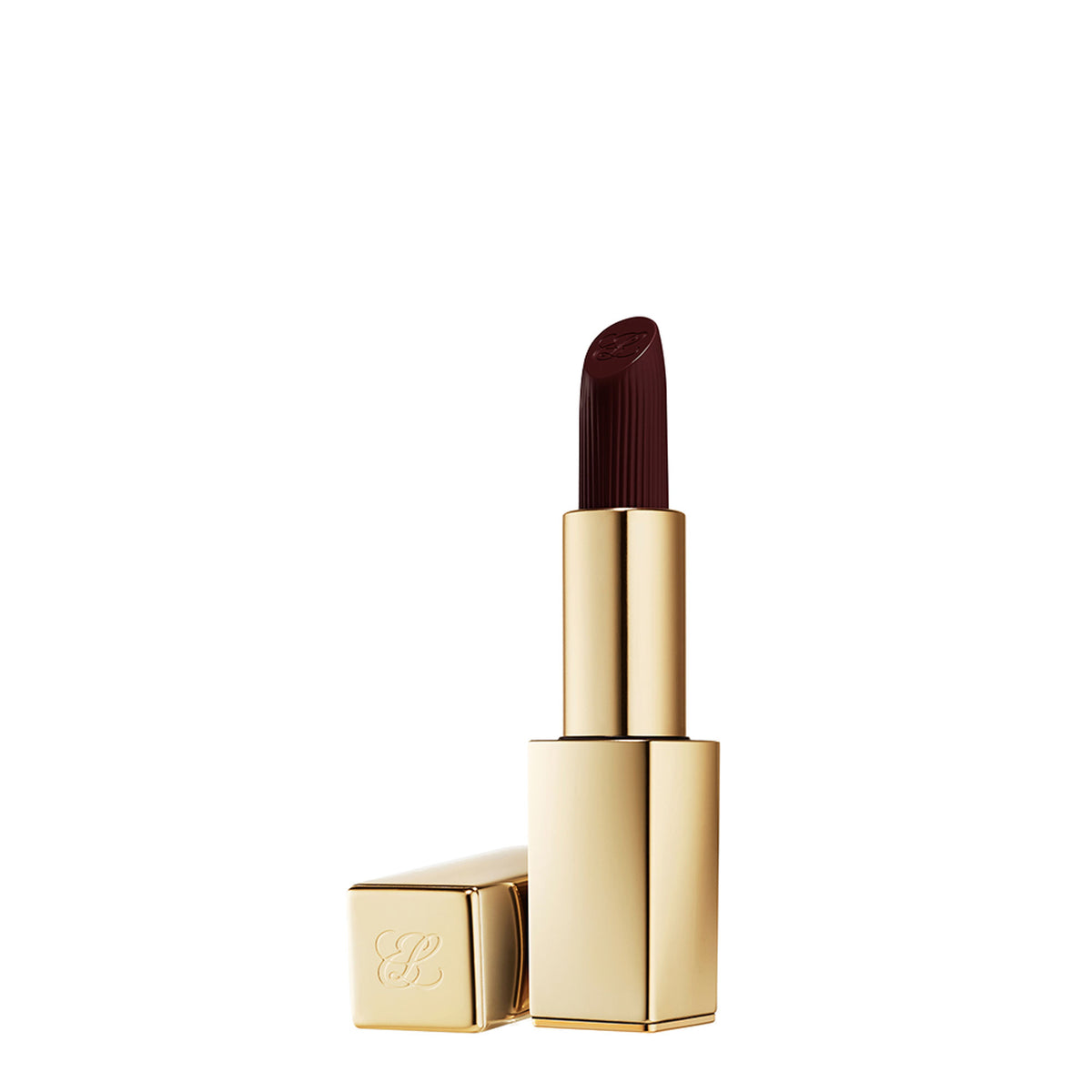Estee Lauder Pure Color Lipstick in Emerald Crème shade, displayed in a sleek lipstick tube with a deep emerald color.