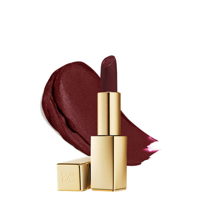 Estee Lauder Pure Color Matte Lipstick in Emerald shade, showing a close-up of the vibrant green lipstick bullet.