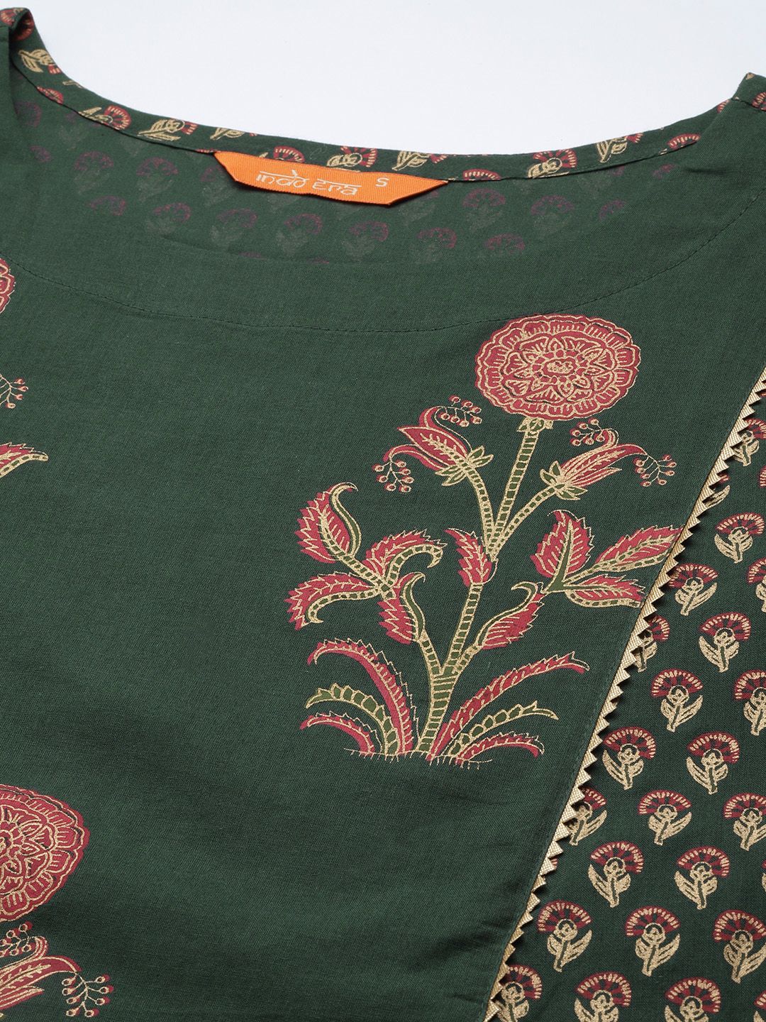 Dhiyona IE Women Green Ethnic Motifs Printed Kurta with Trousers & With Dupatta