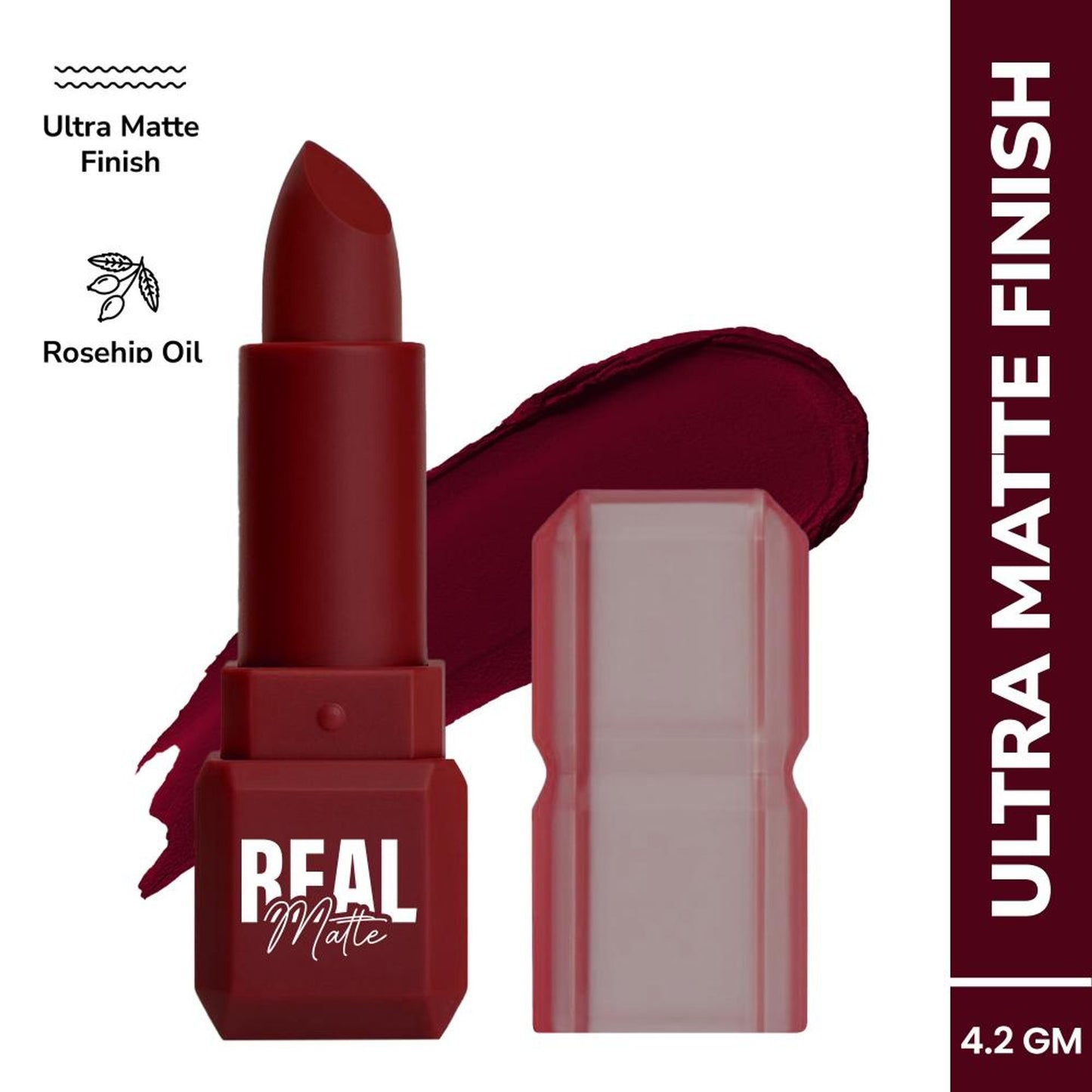Mila Beauté Real Matte Lipstick Long Lasting & Enriched - 20 Burgundy Red