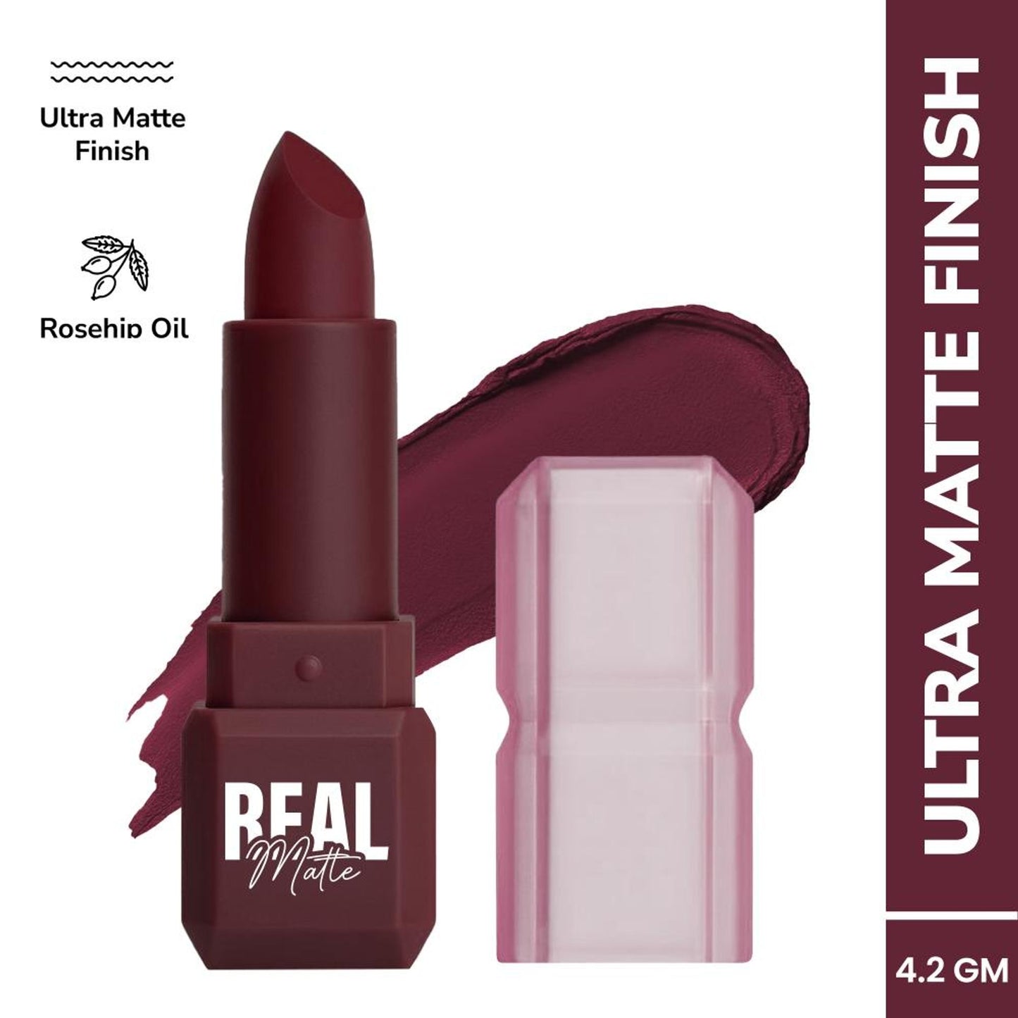 Mila Beauté Real Matte Lipstick Long Lasting & Enriched - 22 Vintage Wine