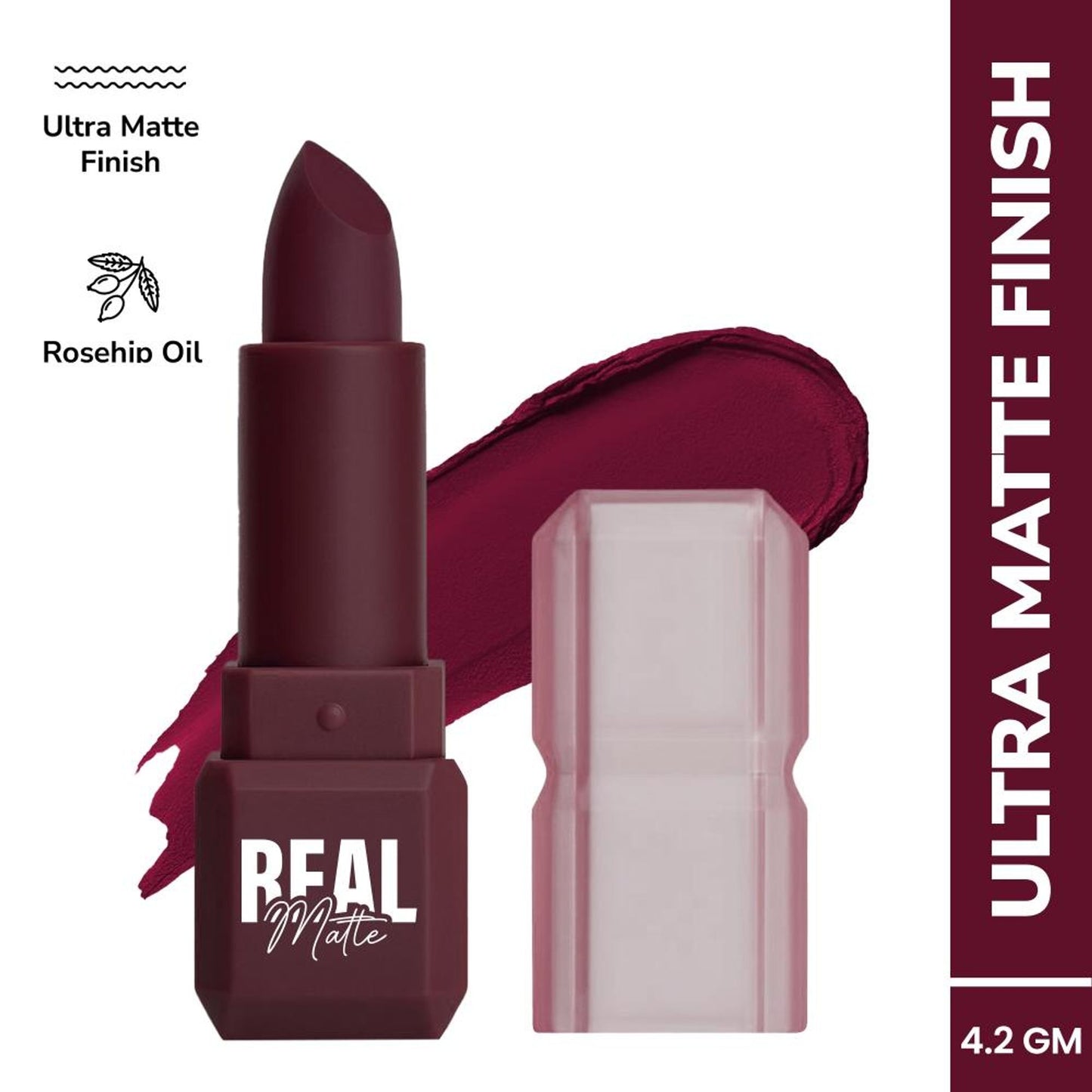 Mila Beauté Real Matte Lipstick Long Lasting & Enriched - 23 Merlot Wine
