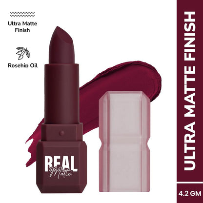 Mila Beauté Real Matte Lipstick Long Lasting & Enriched - 23 Merlot Wine