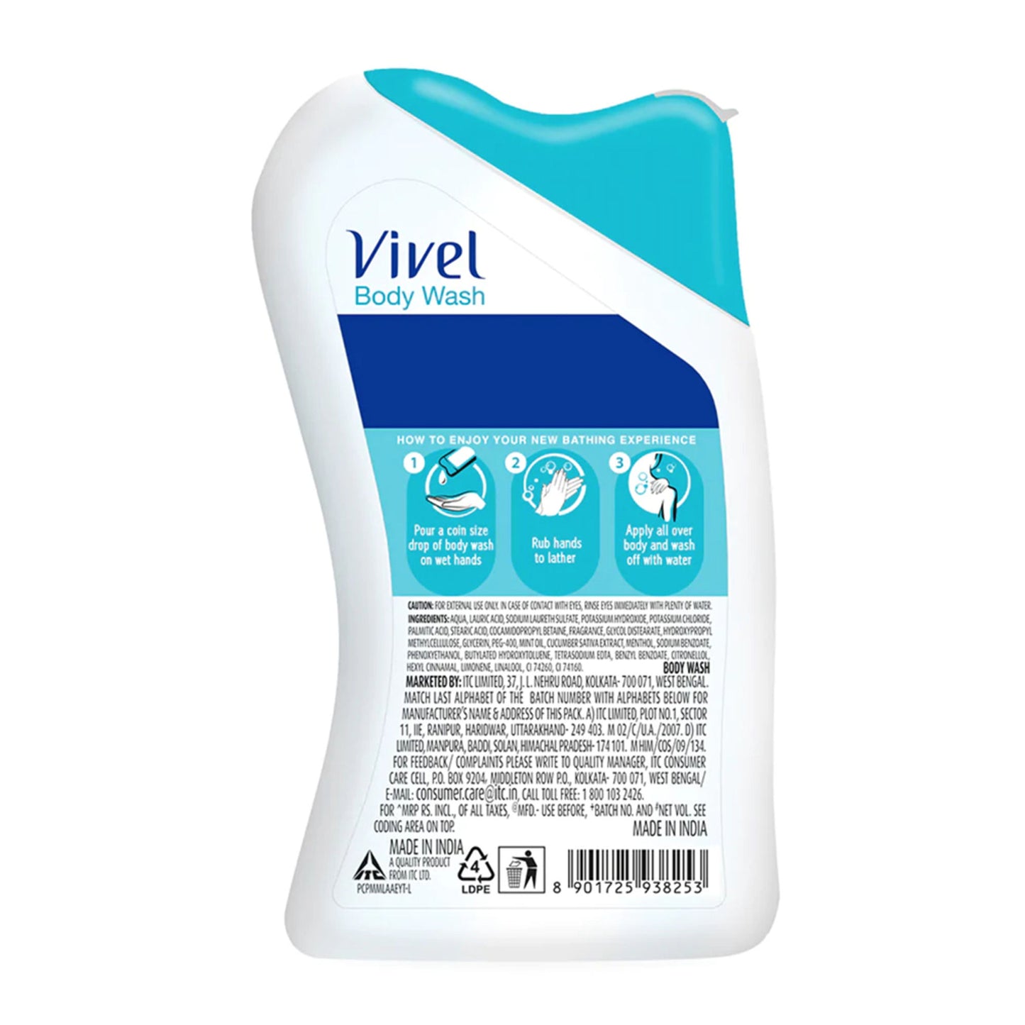 Vivel Body Wash, Mint & Cucumber, Cooling & Moisturising Shower Creme