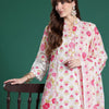 Indyancart IE Floral Embroidered Pure Cotton Kurta with Trousers & Dupatta