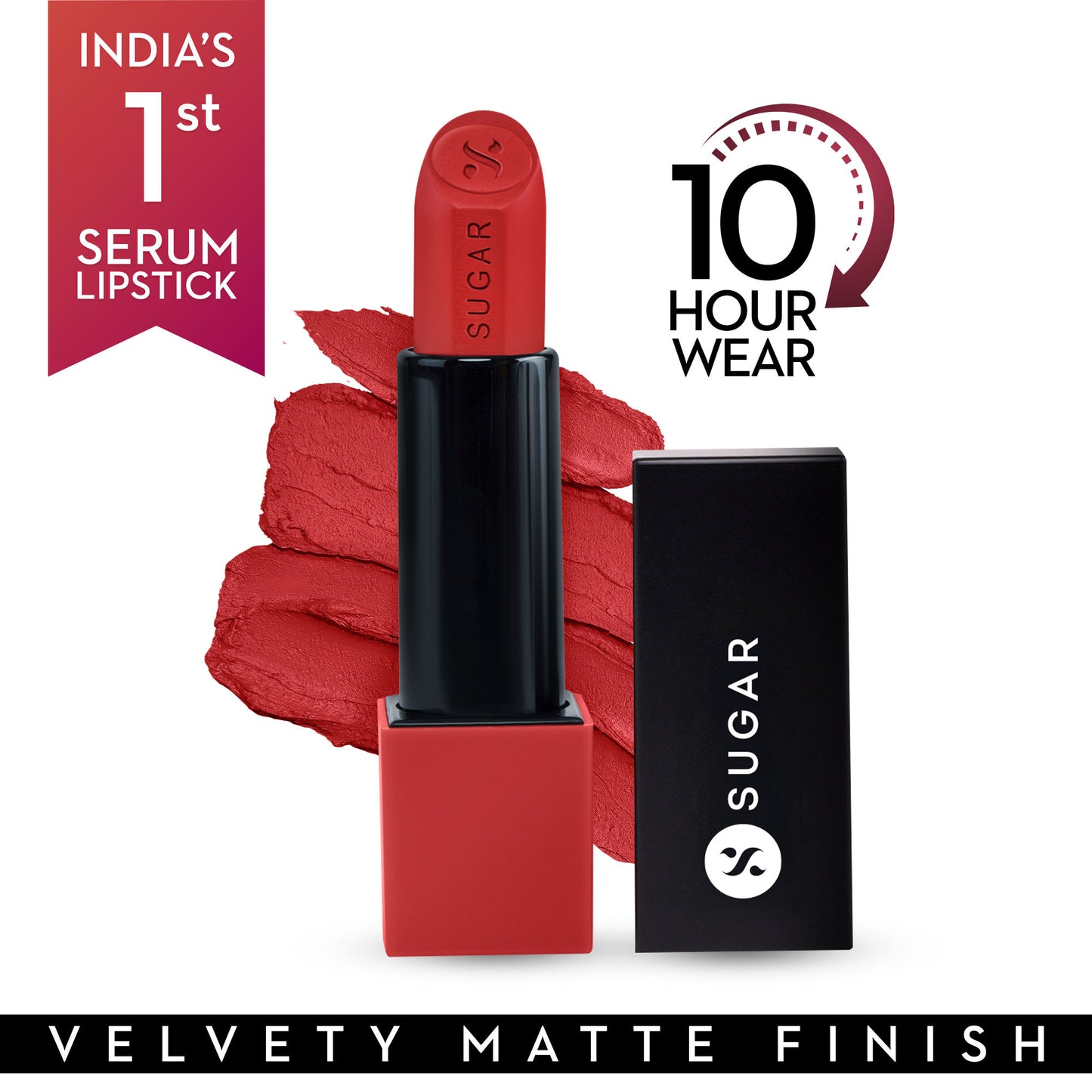 SUGAR Glide Peptide Serum Lipstick HA + Vit E Velvet Matte - 04 Cairo Crimson
