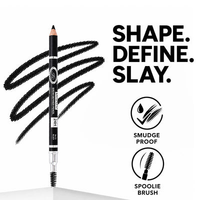 FASHION COLOUR Colour Brow Definer Pencil With Spoolie - Black