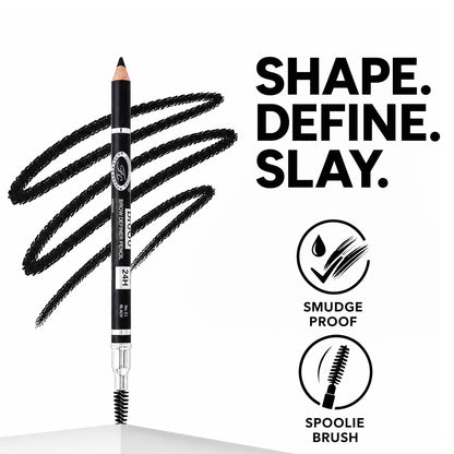 FASHION COLOUR Colour Brow Definer Pencil With Spoolie - Black