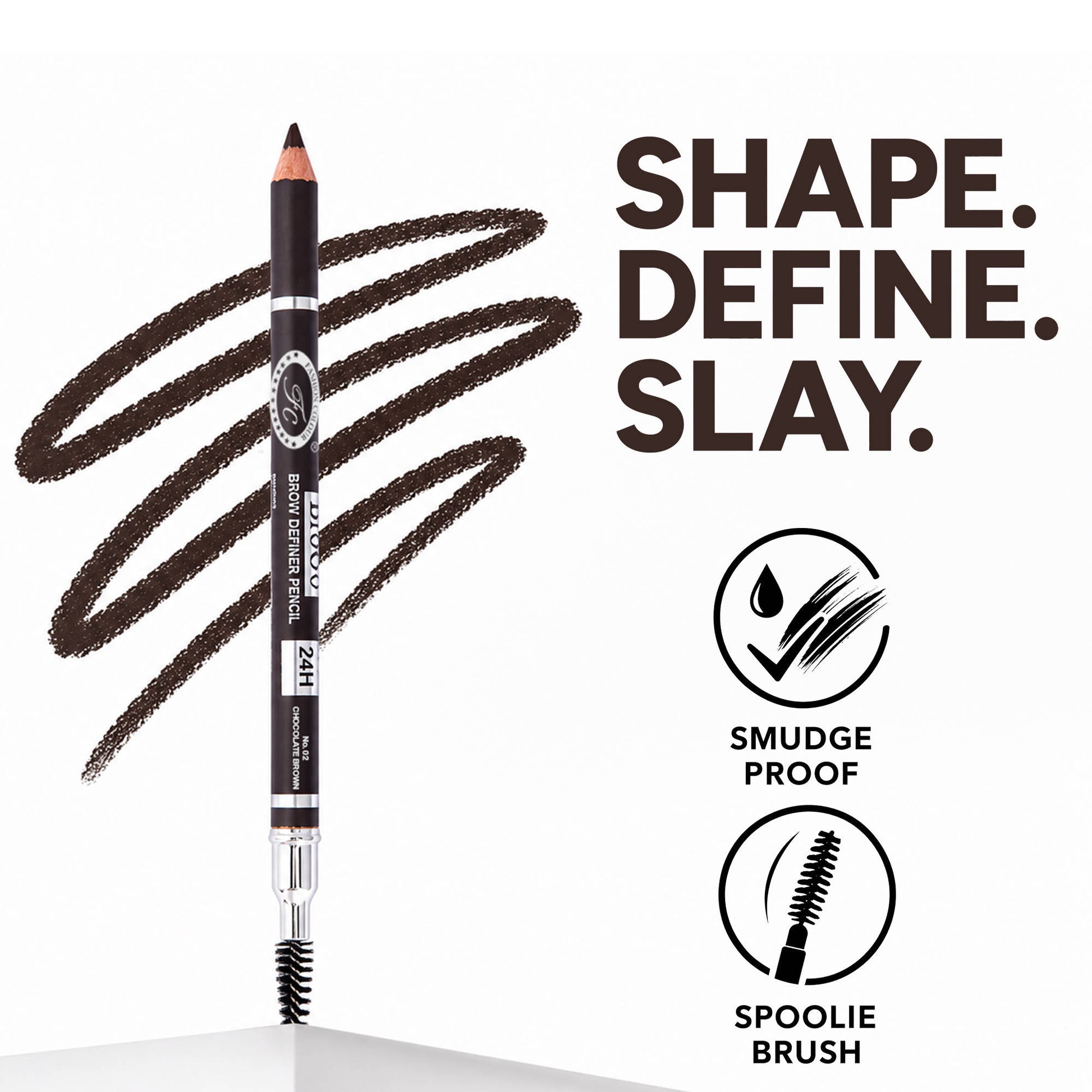 FASHION COLOUR Colour Brow Definer Pencil With Spoolie - Chocolate Brown