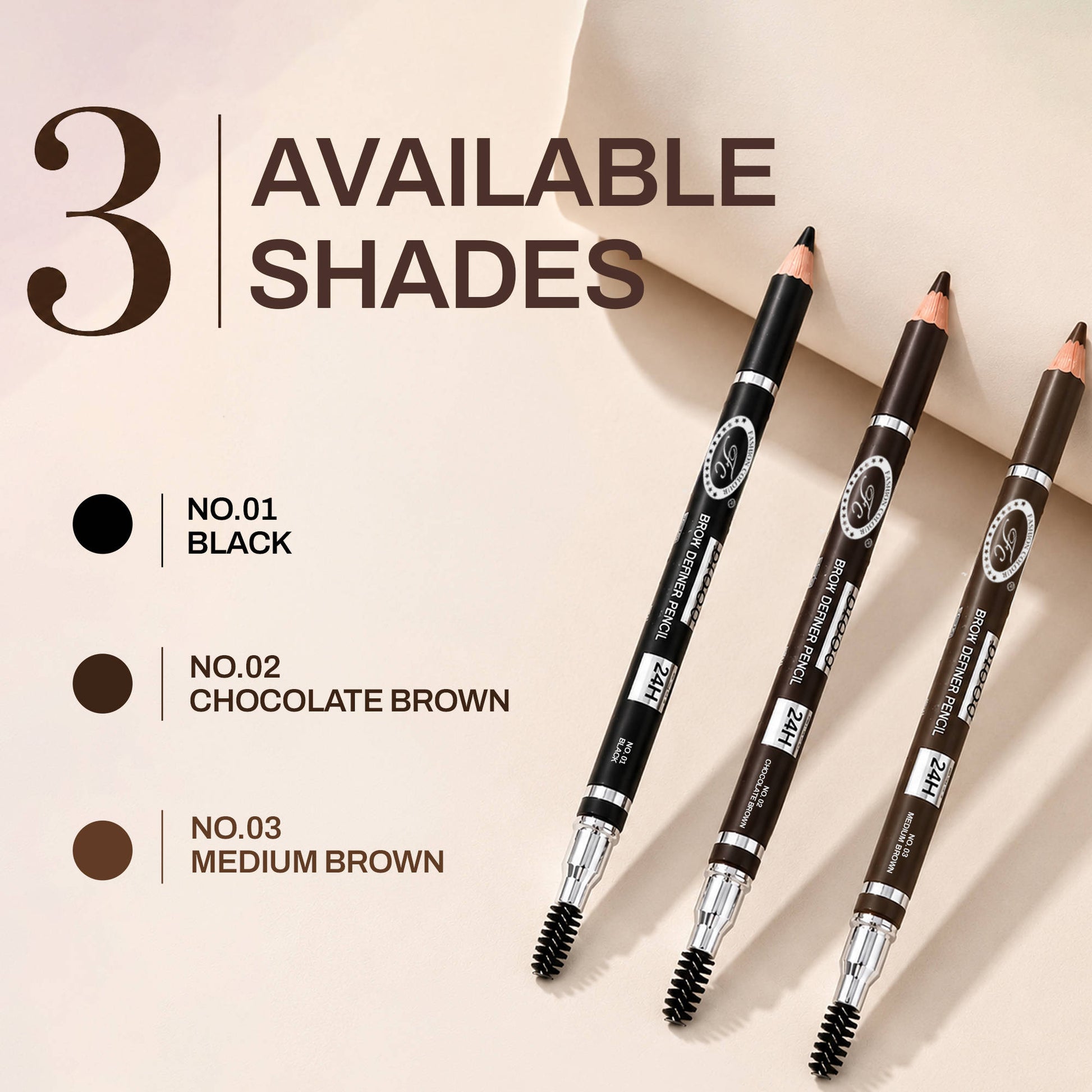 FASHION COLOUR Colour Brow Definer Pencil With Spoolie - Chocolate Brown