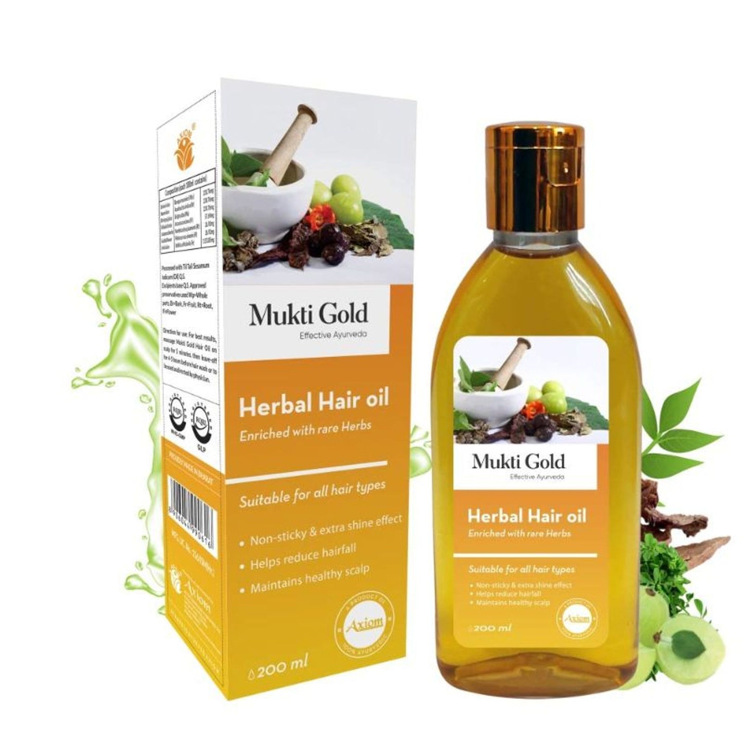 Mukti Gold Herbal Hair Oil Enriched With Rare Herbs - Pack of 4