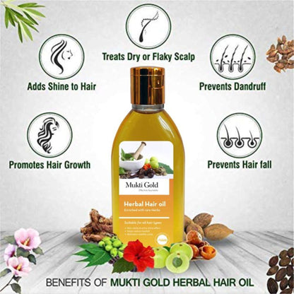 Mukti Gold Herbal Hair Oil Enriched With Rare Herbs - Pack of 4