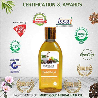 Mukti Gold Herbal Hair Oil Enriched With Rare Herbs - Pack of 4