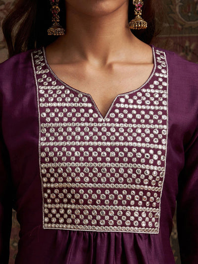 Dhiyona IE Yoke Design Embroidered Regular Kurta With Trousers & With Dupatta