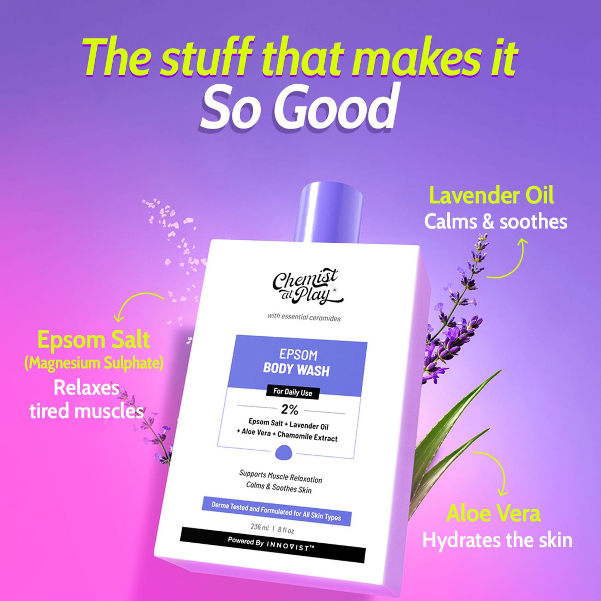 Chemist At Play Epsom Salt Body Wash, Relaxes Muscle Stiffness, Eases Post Workout Soreness