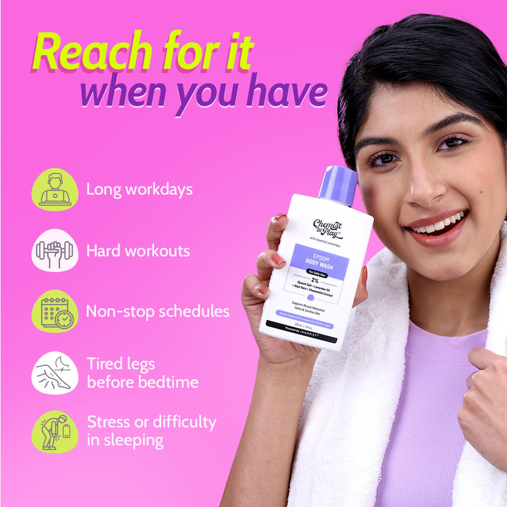 Chemist At Play Epsom Salt Body Wash, Relaxes Muscle Stiffness, Eases Post Workout Soreness