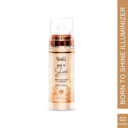 GLAM21 Born To Shine Three-In-One Illuminioser Spray With Dewy Finish - Golden