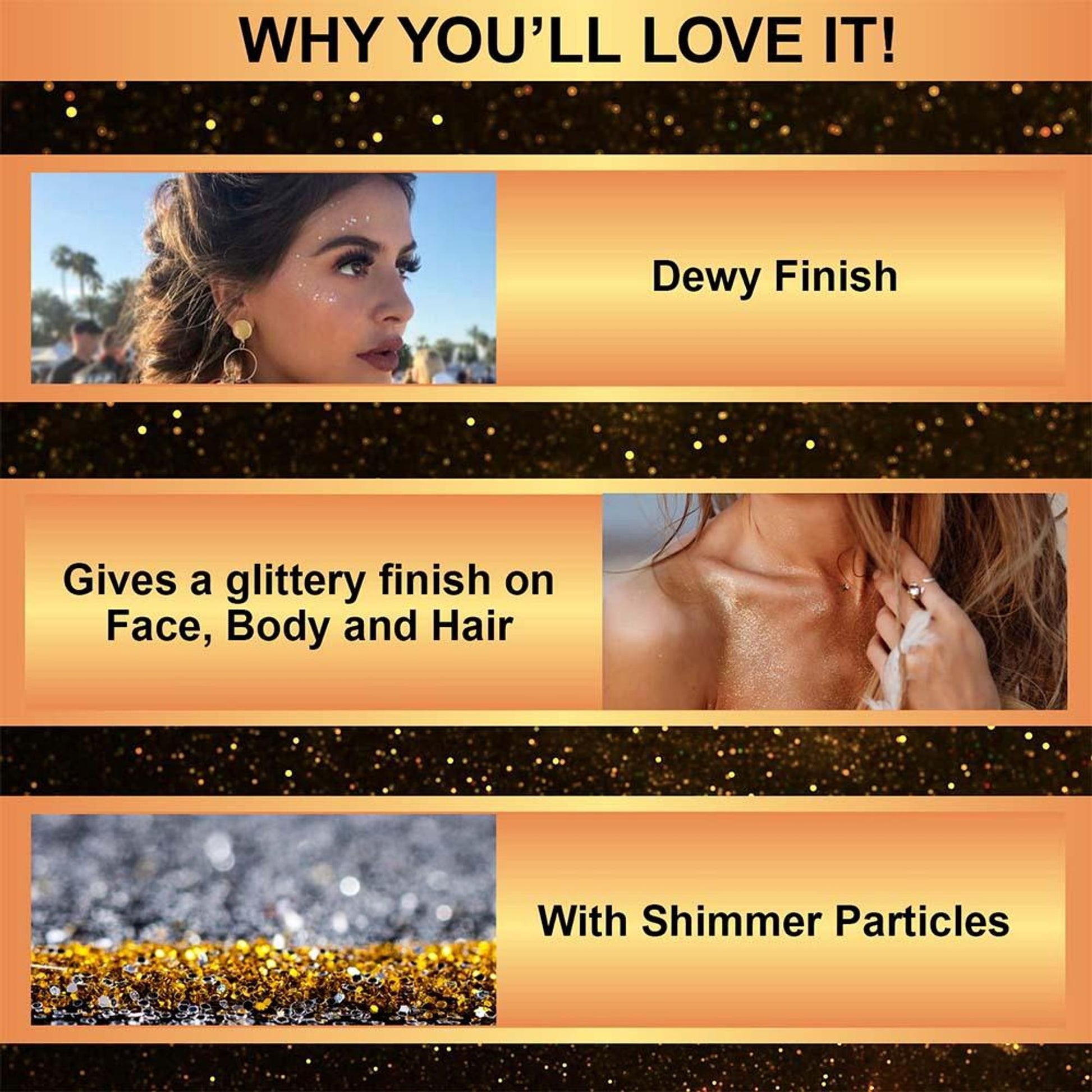 GLAM21 Born To Shine Three-In-One Illuminioser Spray With Dewy Finish - Golden