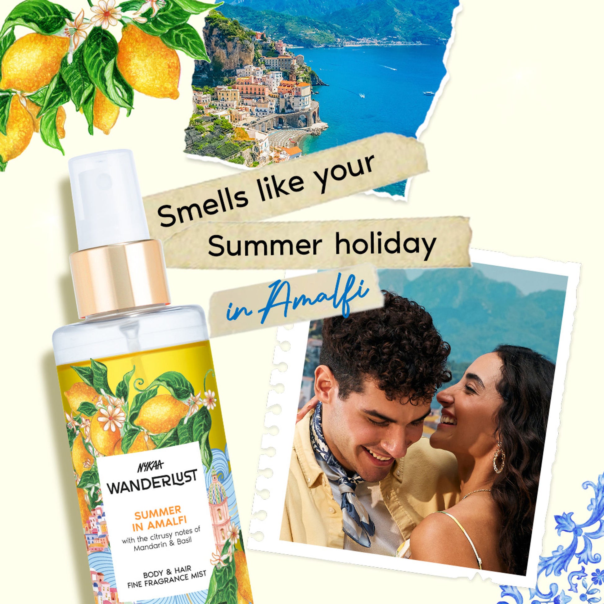 Nykaa Wanderlust 2-in-1 Body & Hair Perfume Mist Long Lasting Fragrance - Upto 8 hours - Summer In Amalfi