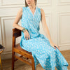 Dhiyona IE Floral Printed V-Neck Pure Cotton Straight Kurta With Trouser