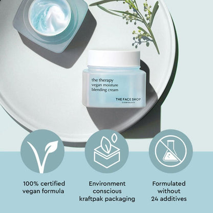 The Face Shop The Therapy Vegan Moisture Blending Cream With Niacinamide, Gives 48Hr Hydration