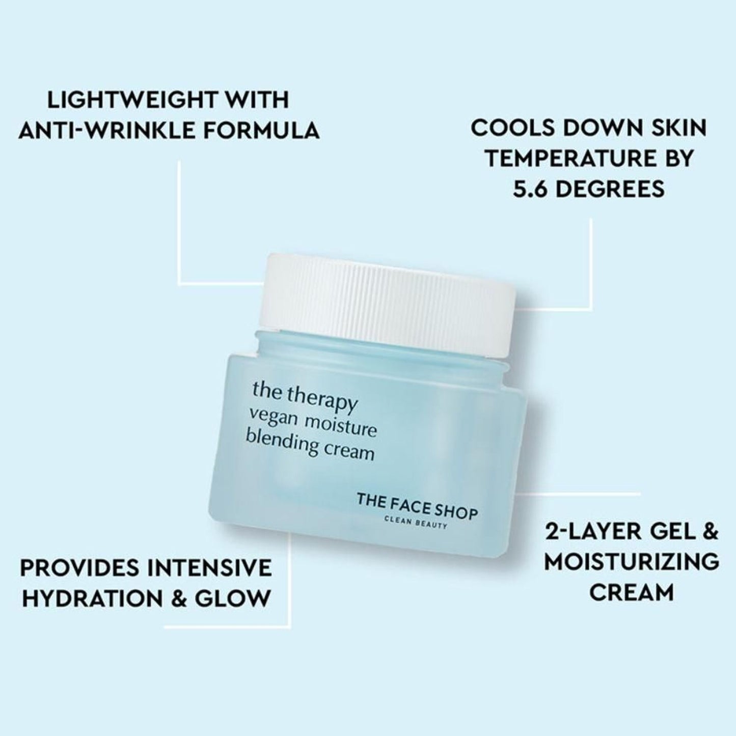 The Face Shop The Therapy Vegan Moisture Blending Cream With Niacinamide, Gives 48Hr Hydration