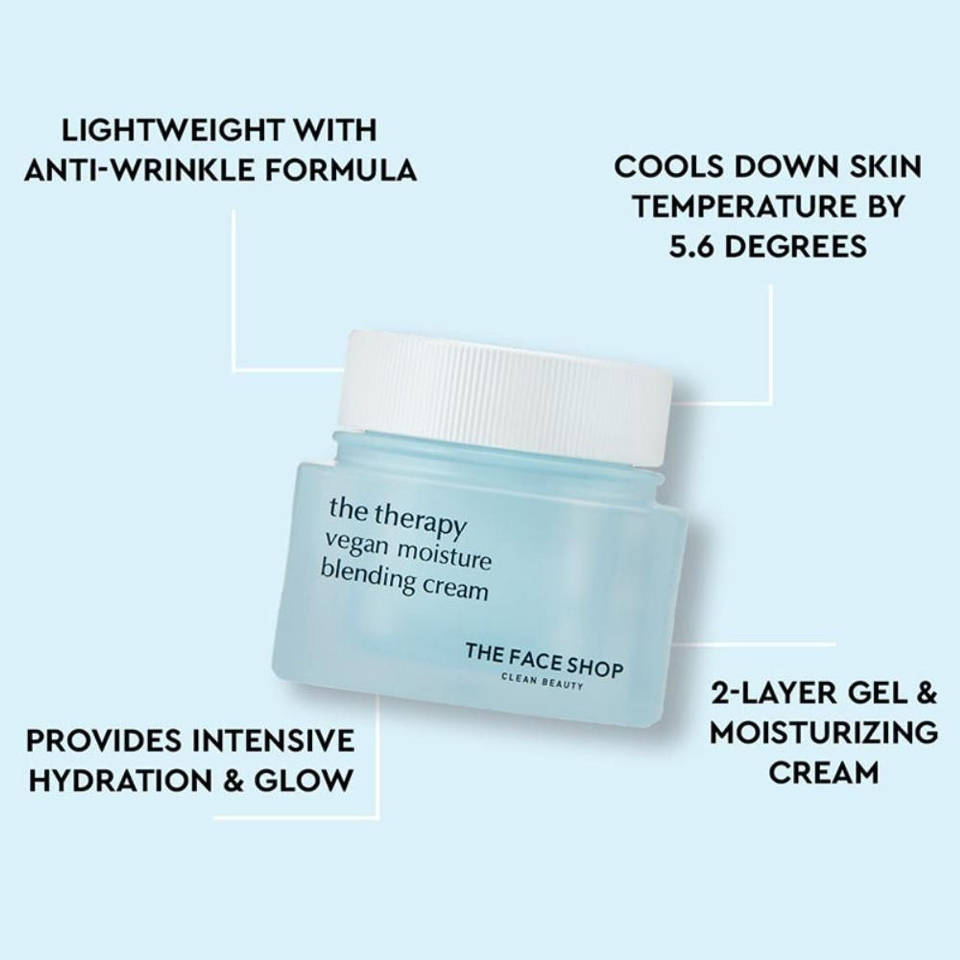 The Face Shop The Therapy Vegan Moisture Blending Cream With Niacinamide, Gives 48Hr Hydration