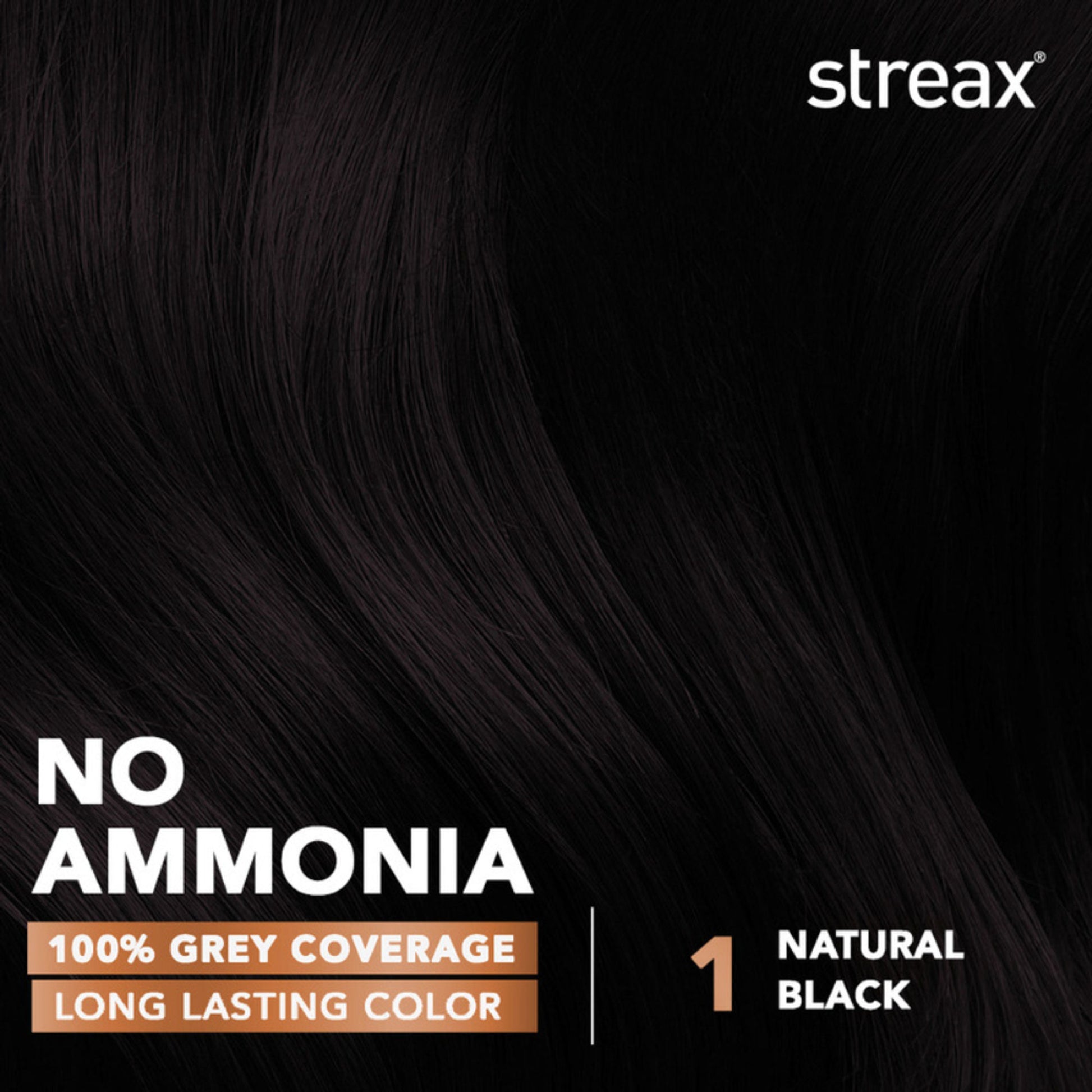 Streax Cream Hair Colour With 100% Grey Coverage & No Ammonia Pack of 5 -1 Natural Black - 1 Natural Black