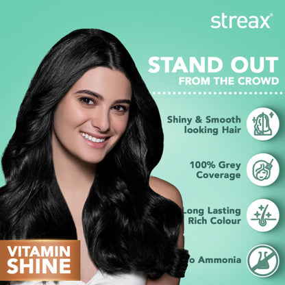Streax Cream Hair Colour With 100% Grey Coverage & No Ammonia Pack of 5 -1 Natural Black - 1 Natural Black