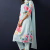 Dhiyona IE Floral Printed Regular Linen Straight Kurta With Trousers & Dupatta