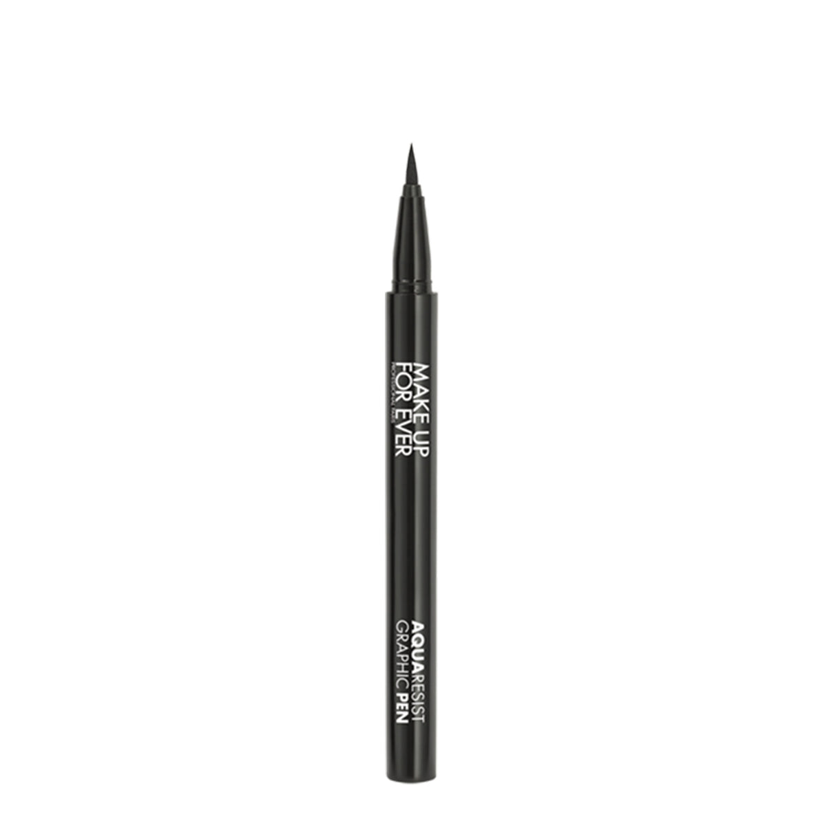 Make Up For Ever Aqua Resist Graphic Pen in black, displaying the pen with its fine tip for precise makeup application.