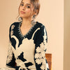 Indyancart IE Floral Printed V-Neck Beads and Stones Screen Technique Kurta With Salwar