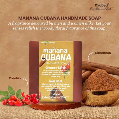 Nyassa Manana Cubana Soap | Cinnamon & Rosehip Oil | Woody Fragrance | 150g