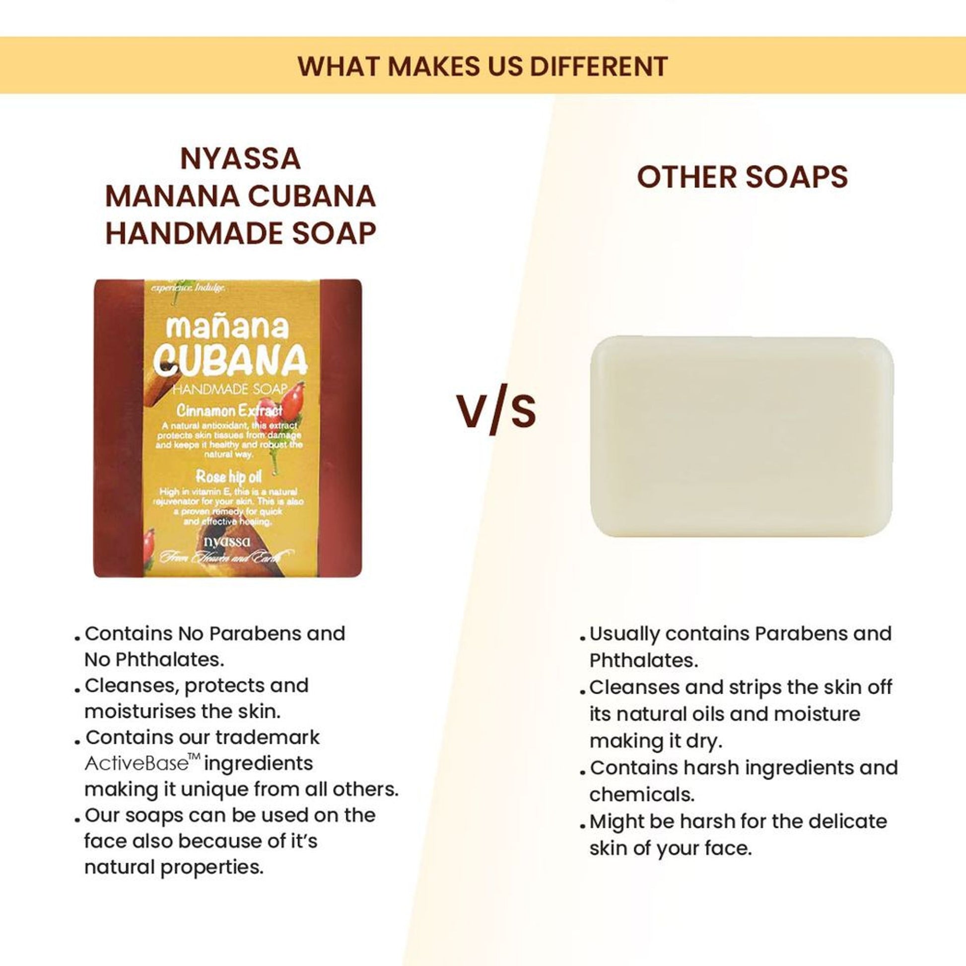 Nyassa Manana Cubana Soap | Cinnamon & Rosehip Oil | Woody Fragrance | 150g