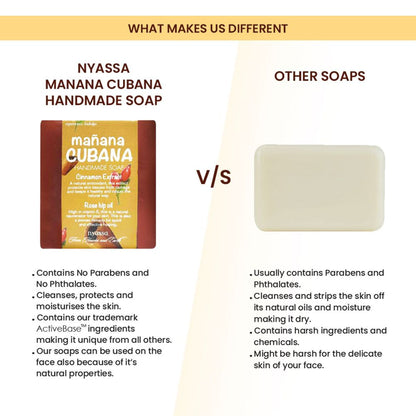 Nyassa Manana Cubana Soap | Cinnamon & Rosehip Oil | Woody Fragrance | 150g