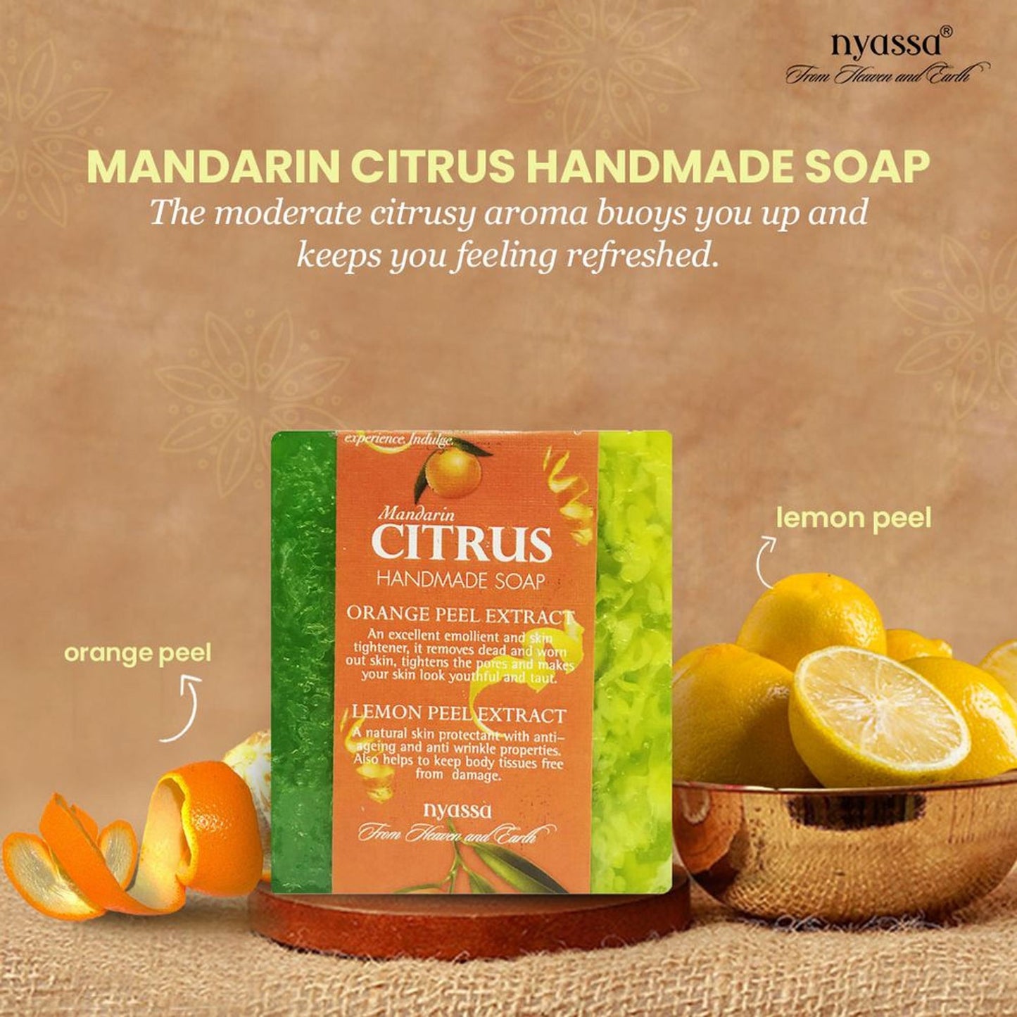 NYASSA Mandarin Citrus Soap | Orange & Lemon Extracts | Smooth Skin | All Skin Types | 150g