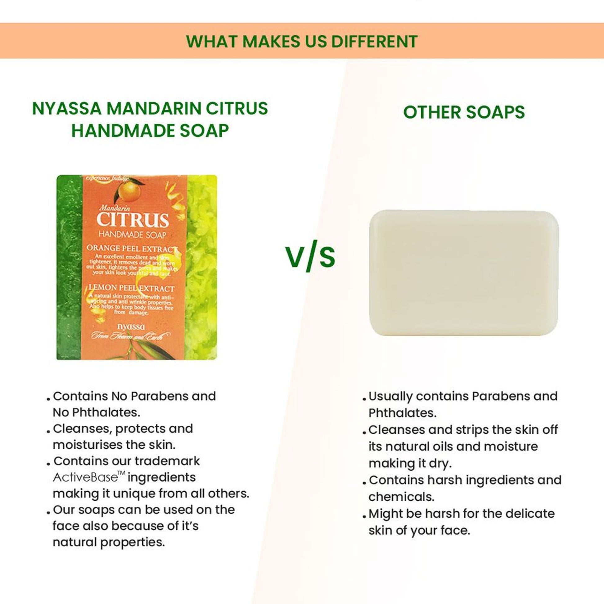 NYASSA Mandarin Citrus Soap | Orange & Lemon Extracts | Smooth Skin | All Skin Types | 150g