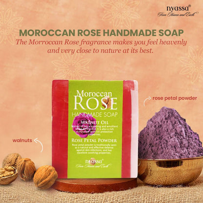 Nyassa Moroccan Rose Soap | Walnut Oil & Rose Powder | Floral Fragrance | 150g