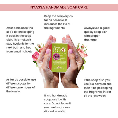 Nyassa Moroccan Rose Soap | Walnut Oil & Rose Powder | Floral Fragrance | 150g